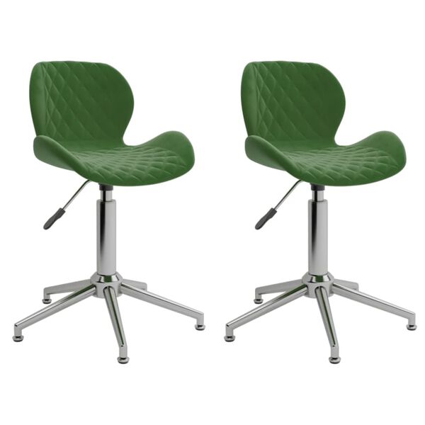 vidaXL Cadeiras de jantar giratorias 2 pcs veludo verde-escuro