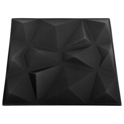 vidaXL Painéis de parede 3D 24 pcs 50x50 cm 6 m² preto diamante