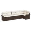 vidaXL Conjunto de Sof&aacute; de Jardim 6 unid. Castanho vime PE