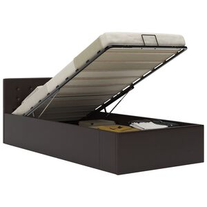 vidaXL Cama hidr&aacute;ulica c/ arruma&ccedil;&atilde;o 90x200cm couro artificial cinza