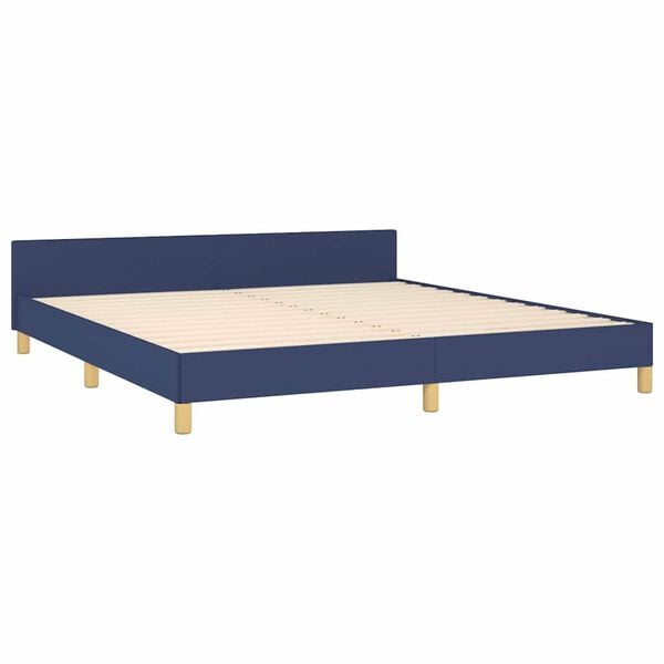 vidaXL Estrutura cama c/ cabeceira sem colch&atilde;o 160x200 cm tecido azul