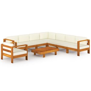 vidaXL Conjunto de lounge de jardim com 9 pe&ccedil;as e almofadas 100x60 cm madeira de ac&aacute;cia