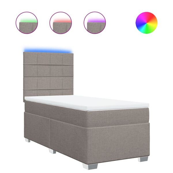 vidaXL Cama com molas/colch&atilde;o 90x190 cm tecido castanho-acinzentado