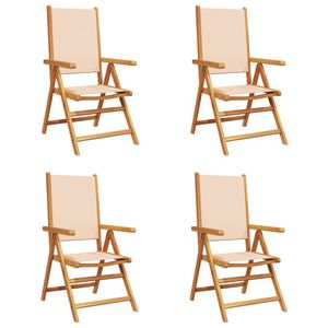 vidaXL Cadeiras jardim reclin. 4 pcs tecido/madeira maci&ccedil;a bege