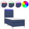 vidaXL Cama box spring c/ colch&atilde;o e LED 90x190 cm tecido azul