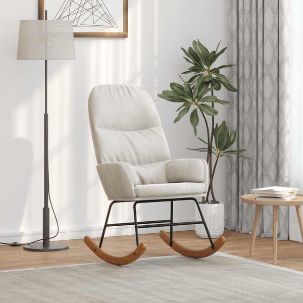 vidaXL Cadeira de baloi&ccedil;o veludo branco nata