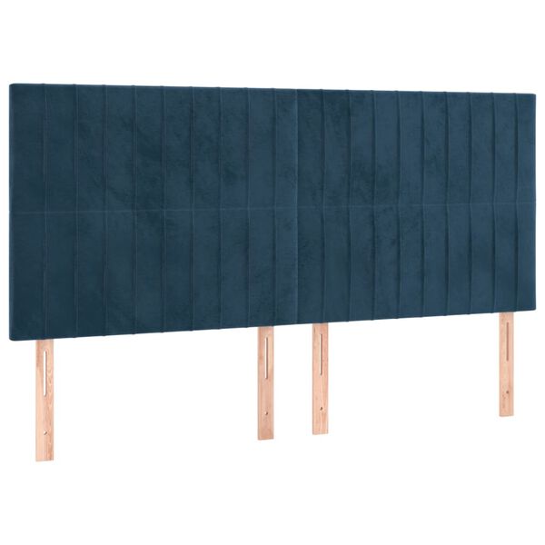 vidaXL Cabeceira Azul Escuro 180x5x118/128 cm Veludo