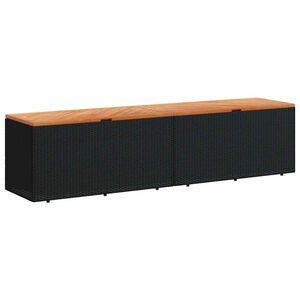 vidaXL Caixa arruma&ccedil;&atilde;o jardim 220x50x54 cm vime PE/ac&aacute;cia maci&ccedil;a preto