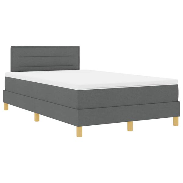 vidaXL Cama Box com colch&atilde;o Cinza Escuro 120 x 190 cm tecido