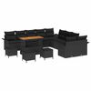vidaXL Conjunto de Sof&aacute; de Jardim 14 unid. Preto vime PE