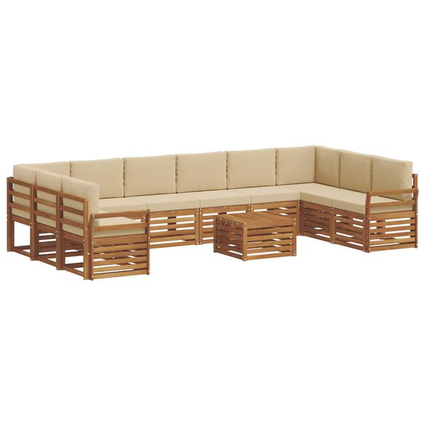 vidaXL Conjunto de Sof&aacute; Sectional com almofada 11 pcs Natural e Bege