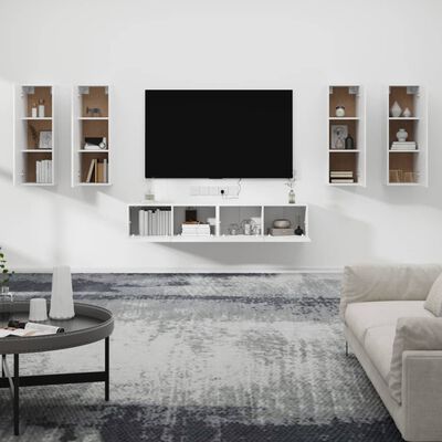 vidaXL Conjunto móveis de TV 6 pcs madeira processada branco