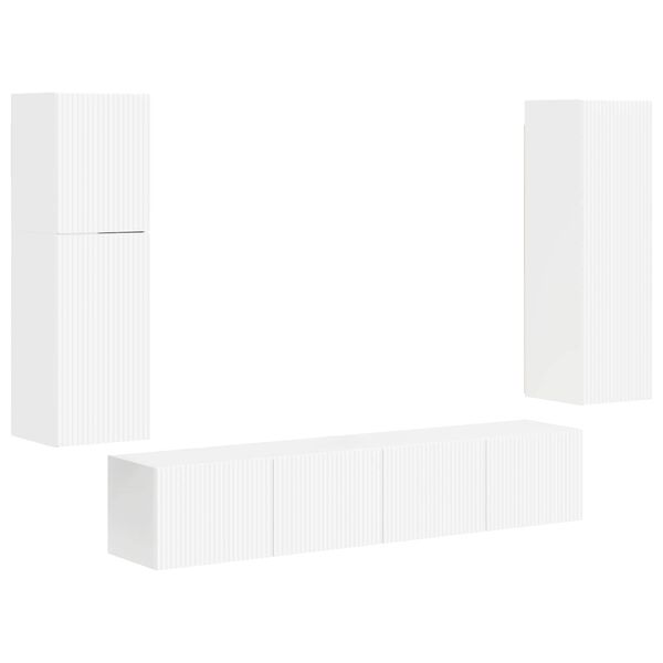 vidaXL Conjunto de m&oacute;vel de TV 4 pcs Branco Brilhante