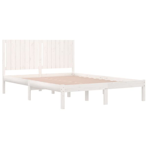 vidaXL Cama sem colch&atilde;o 160x200 cm madeira de pinho maci&ccedil;a branco