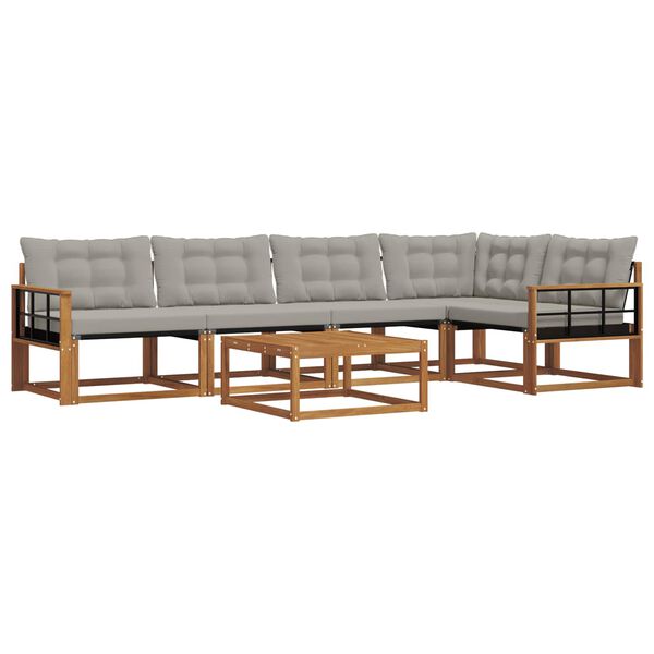 vidaXL Conjunto de Sof&aacute;s para Exterior 6 pcs Cinza Natural e Claro