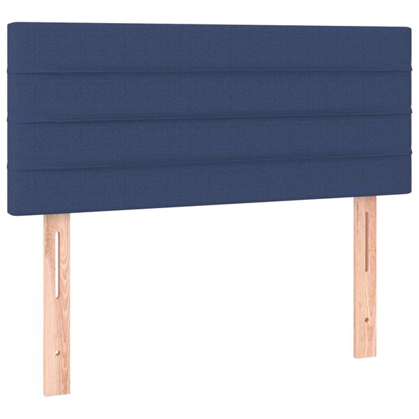 vidaXL Cabeceira de cama c/ luzes LED tecido 90x5x78/88 cm azul