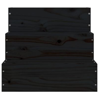 vidaXL Escada animais de estimação 40x37,5x35cm pinho maciço preto
