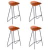 vidaXL Cadeiras de bar 4 pcs couro genu&iacute;no castanho