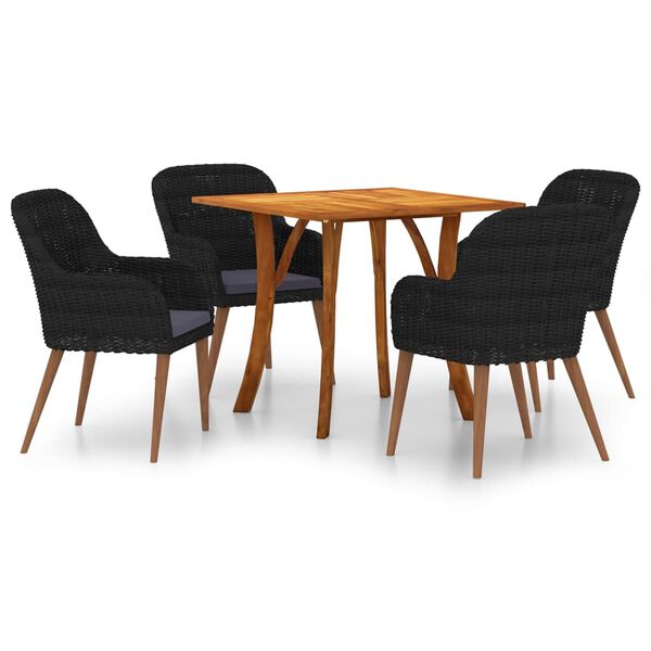 vidaXL 5 pcs conjunto de jantar para jardim preto