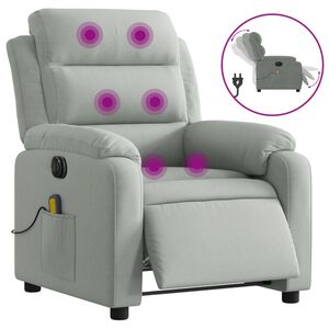 vidaXL Poltrona de massagens reclin&aacute;vel el&eacute;trica veludo cinzento-claro