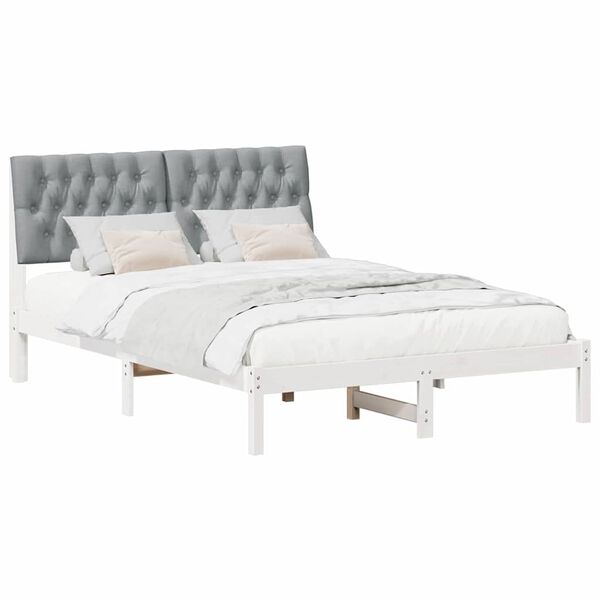 vidaXL Estrutura de Cama com Cabeceira Estofada Branco 160 x 200 cm