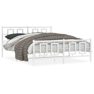 vidaXL Estrutura de cama com cabeceira e p&eacute;s 150x200 cm metal branco