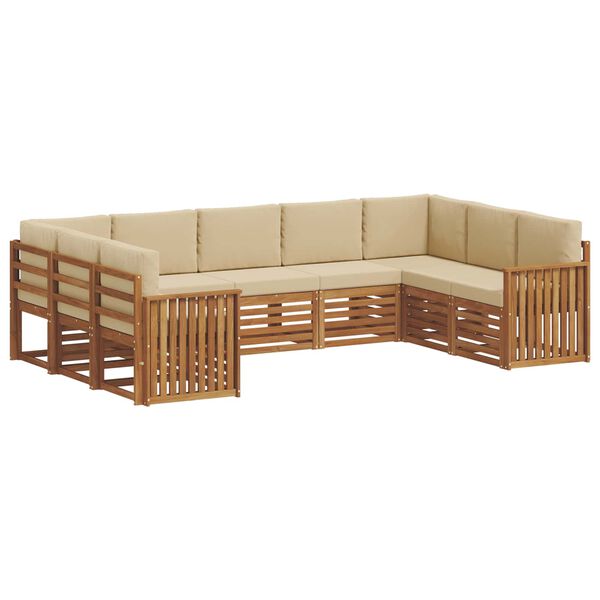 vidaXL Conjunto de Sof&aacute; Sectional com almofada 9 pcs Natural e Bege