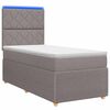 vidaXL Cama Box com LED e Colch&atilde;o Cinzento-acastanhado 90 x 190 cm