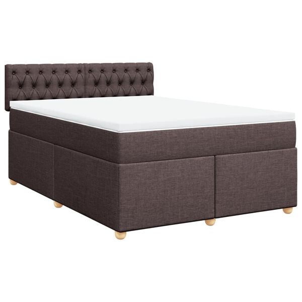 vidaXL Cama com molas/colch&atilde;o 140x190 cm tecido castanho-escuro