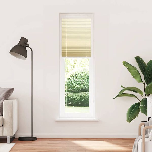 vidaXL Creme Plissada Cega 65x200 cm Largura Tecido 64,4 cm Poli&eacute;ster