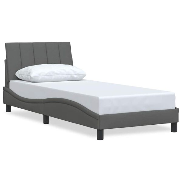 vidaXL Estrutura de cama sem colch&atilde;o Hanko 80x200 cm tecido cinzento-escuro