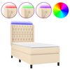 vidaXL Cama box spring c/ colch&atilde;o e LED 90x190 cm tecido cor creme