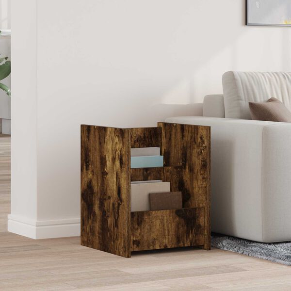 vidaXL Estante de Revistas Carvalho Defumado 35 x 35 x 45 cm