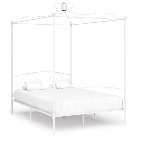 vidaXL Estrutura de cama com dossel 120x200 cm metal branco
