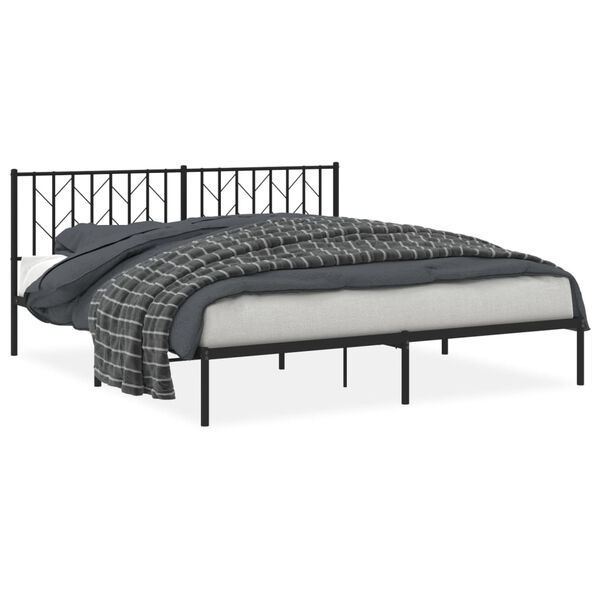 vidaXL Estrutura de cama em metal com cabeceira 180x200 cm preto