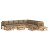 vidaXL 12pcs conj. lounge jardim bambu almofad&otilde;es cinzento-acastanhado