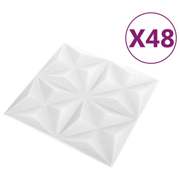 vidaXL Pain&eacute;is de parede 48 pcs Branco Origami 50 x 50 cm Espuma XPS