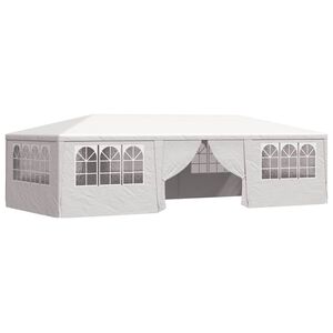 vidaXL Tenda festas profissional + paredes laterais 4x9m 90g/m&sup2; branco
