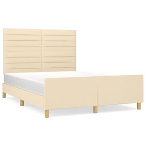 vidaXL Estrutura de cama sem colchão 140x190 cm tecido cor creme