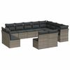 vidaXL 12 pcs conjunto de sof&aacute;s jardim c/ almofad&otilde;es vime PE cinzento
