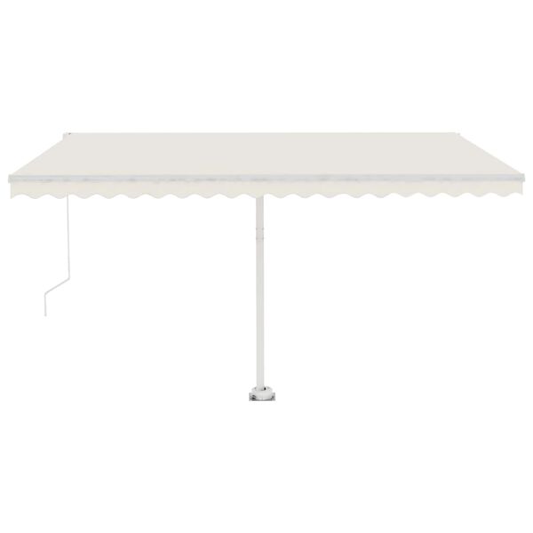 vidaXL Toldo retr&aacute;til manual com LED 450x350 cm cor creme