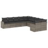 vidaXL 10 pcs conjunto sof&aacute;s de jardim c/ almofad&otilde;es vime PE cinzento