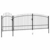 vidaXL Port&atilde;o de cerca de jardim Woerden com topo em forma de lan&ccedil;a, 5x1,75 m, preto