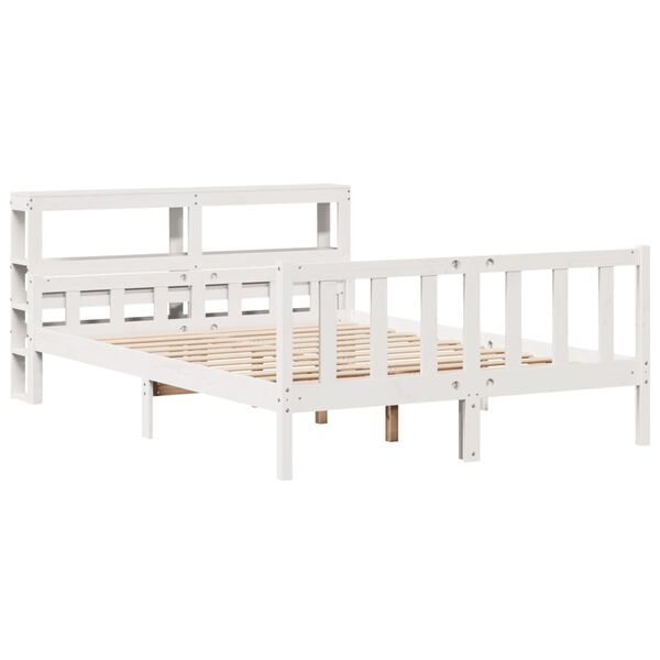 vidaXL Cama sem colch&atilde;o 160x200 cm madeira de pinho maci&ccedil;a branco