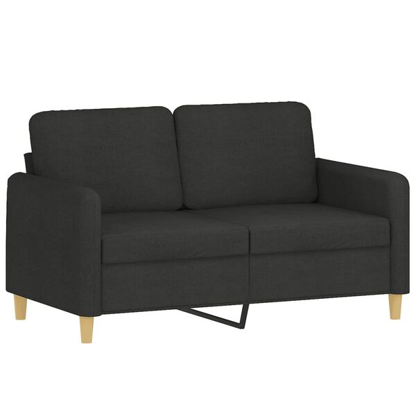 vidaXL Sofá 2 lugares + almofadas decorativas 120 cm tecido preto