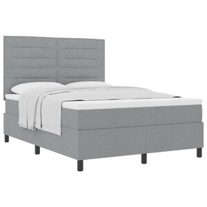 vidaXL Cama Box com colch&atilde;o Cinzento-claro 160 x 200 cm tecido
