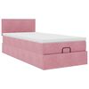 moldura de cama otomana vidaXL com colch&atilde;o rosa 90x190 cm Veludo