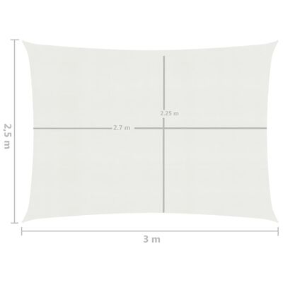 vidaXL Para-sol estilo vela 160 g/m² 2,5x3 m PEAD branco