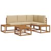 vidaXL Conjunto de Sof&aacute;s para Exterior 5 Pe&ccedil;a Natural e Bege