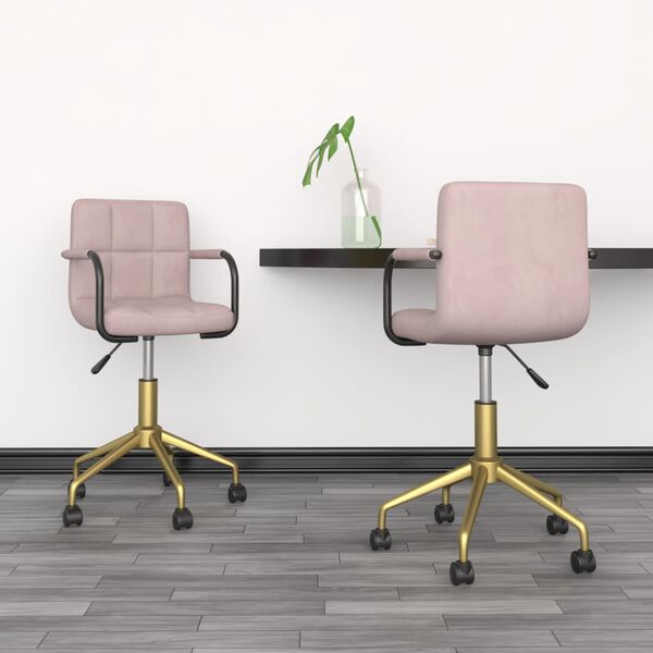 vidaXL Cadeiras de jantar girat&oacute;rias 2 pcs veludo rosa